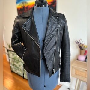 Like New ALL SAINTS Dalby Slim Fit Leather Biker Jacket - US Size 4